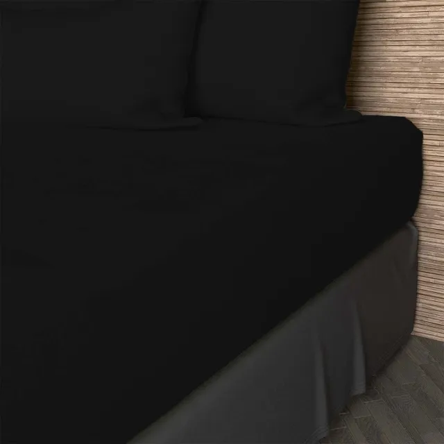 Unyqoos Zwart katoenen hoeslaken 140x200 cm met elastische hoeken