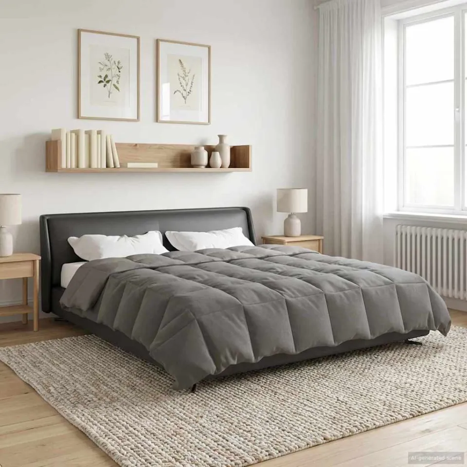 vidaXL Winter Dekbed 200 x 200 cm Winter Microfiber (100% polyester) lichtgrijs, foto 4