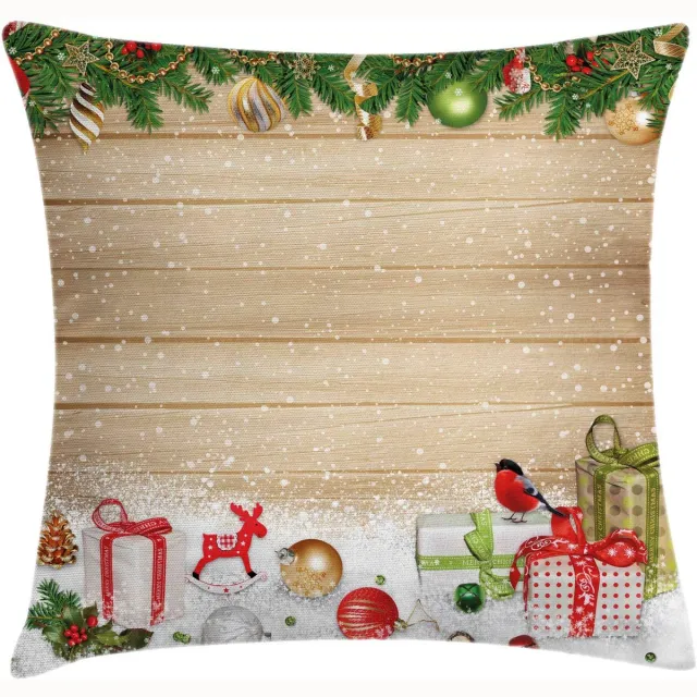ABAKUHAUS Kussenhoes Kerstmotief – 45x45 cm – Bedrukt op beide zijden, rits Beige