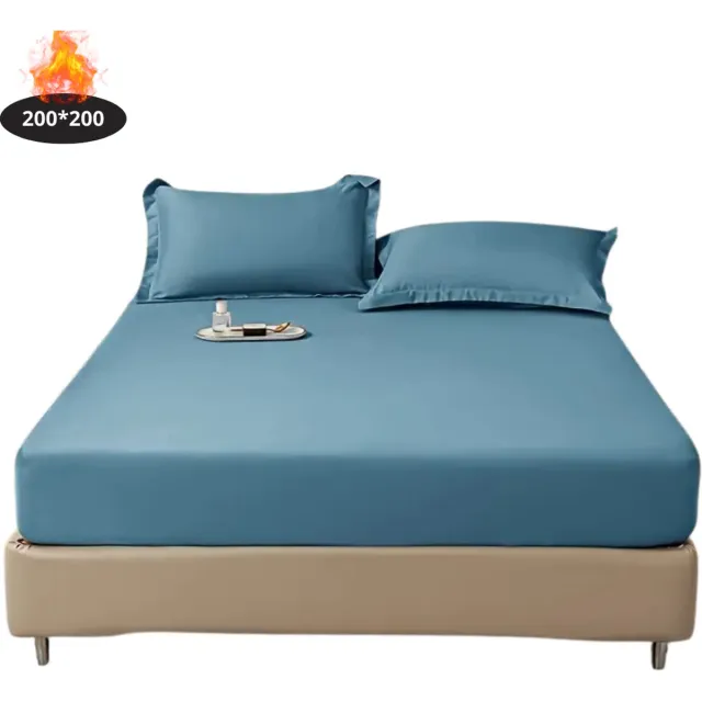 Bovista Hoeslaken Set - Inclusief Kussensloop - 3 Delige Set - Beddengoed - Fitted Sheet - Pillow Case - Bed - Diepblauw 200 x 200