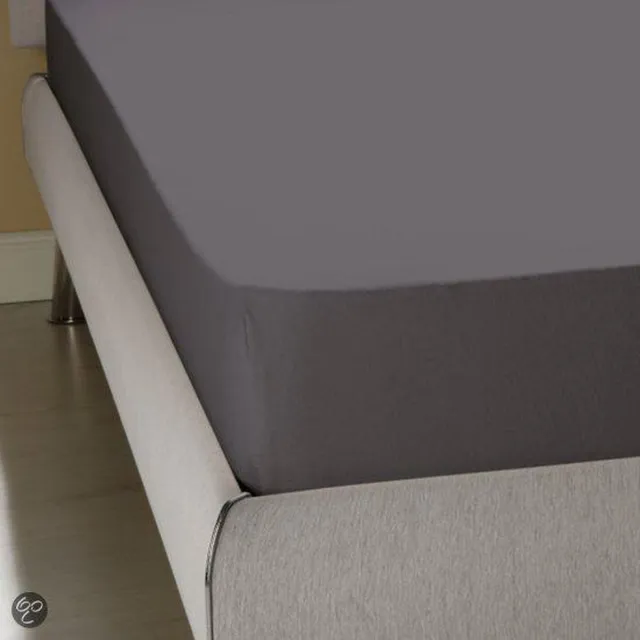 Homéé® Hoeslaken Jersey stretch antraciet 190/200x200/220+ 35cm Lits-jumeaux bed 100% Katoen