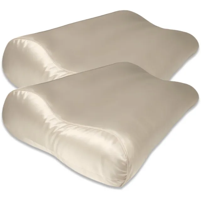 Silk Heaven Voordeelset 2x 100% Zijden kussensloop Donker Champagne Ergonomisch - 19MM - 30x50cm - Satijn geweven zijden kussensloop - Anti acne kussensloop - Silk Heaven - 30x50cm
