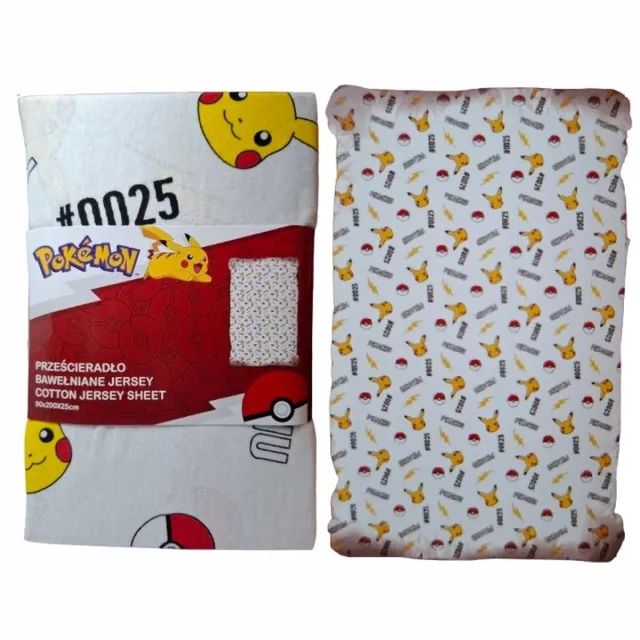 Pokémon Pokemon Pikachu Jersey Hoeslaken met Elastiek 90x200cm multicolor