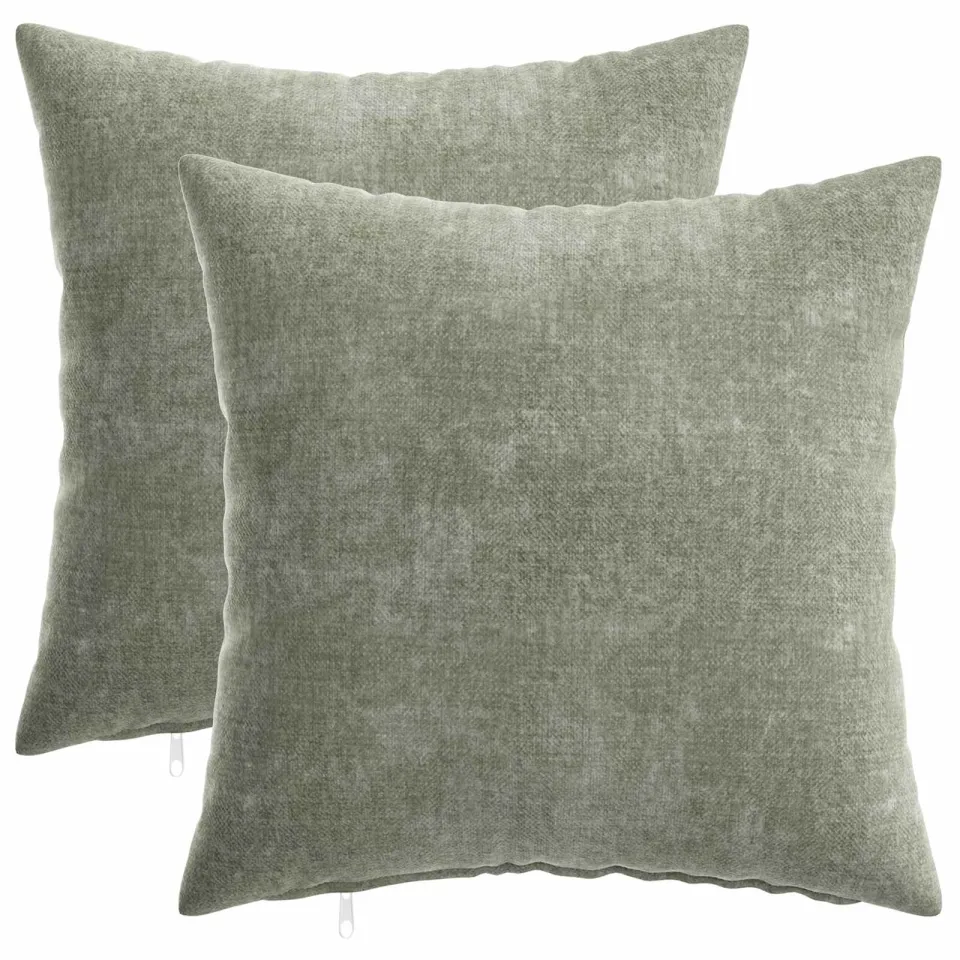 vidaXL Kussensloop 2 st HEERLEN Groen 30 x 30 cm Chenille Stof, foto 3