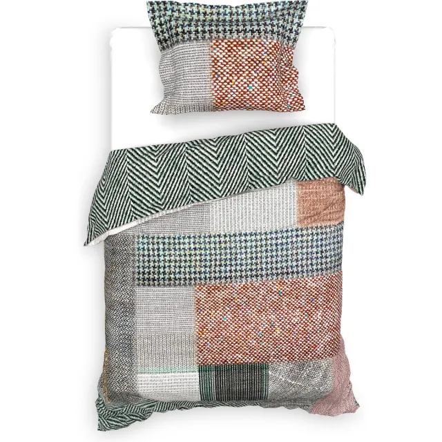 Heckettlane Dekbedovertrek Ron - Bedlinnen met Patchwork print - 140x220 - Multi - Dekbedhoes van 100% Katoen-Twill