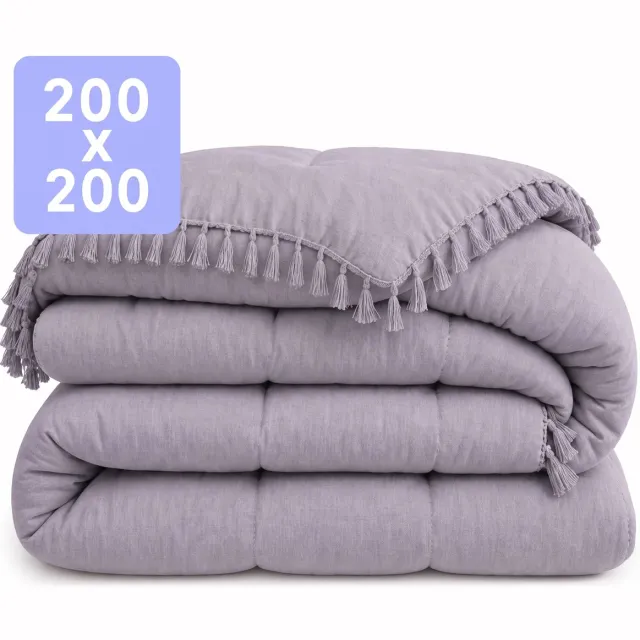 Happybed Dekbed zonder overtrek 240x200 - Wasbaar Dekbed - Bedrukt dekbed zonder hoes - Hoesloos Dekbed - Lits Jumeaux - Burnished Lilac