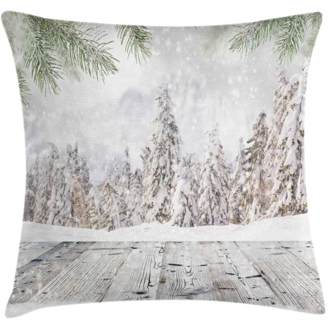 ABAKUHAUS winterkussenhoes – dubbelzijdig bedrukt – 45 × 45 cm – wit/beige/groen