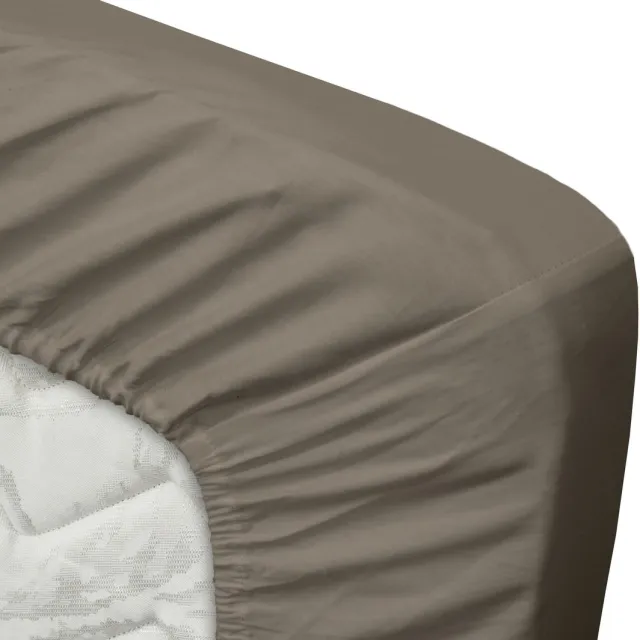 Ten Cate Hoeslaken - Hoeslaken Topper 140x200 - Hoeslaken 140 x 200 - Geschikt voor Topper 140x200 - Katoensatijn - Topdekmatras 140x200 - Hoekhoogte 10 cm - Taupe