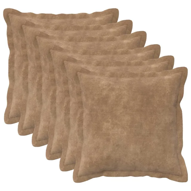 vidaXL Kussensloop 6 st HOUTEN Taupe 45 x 45 cm Microfiber Fleece