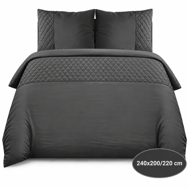 Roden Blue Diamond Dekbedovertrekset - 240x200/220 - Antraciet - Donkergrijs - Strijkvrij - Anti allergeen - 2 Kussenslopen Antraciet/donkergrijs