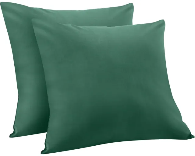 Ibenzoa Set van 2 donkergroene katoenen kussenslopen 40x40 cm met satijnen afwerking