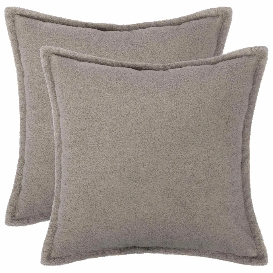 vidaXL Kussensloop 2 st HOUTEN Lichtgrijs 60 x 60 cm Bouclé, foto 3