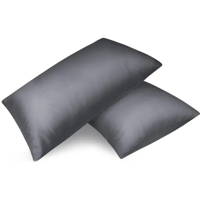 Famanu Set van 2 zijdezachte satijnen kussenslopen van 40x80 cm in donkergrijs, perfect voor een luxe uitstraling en comfort