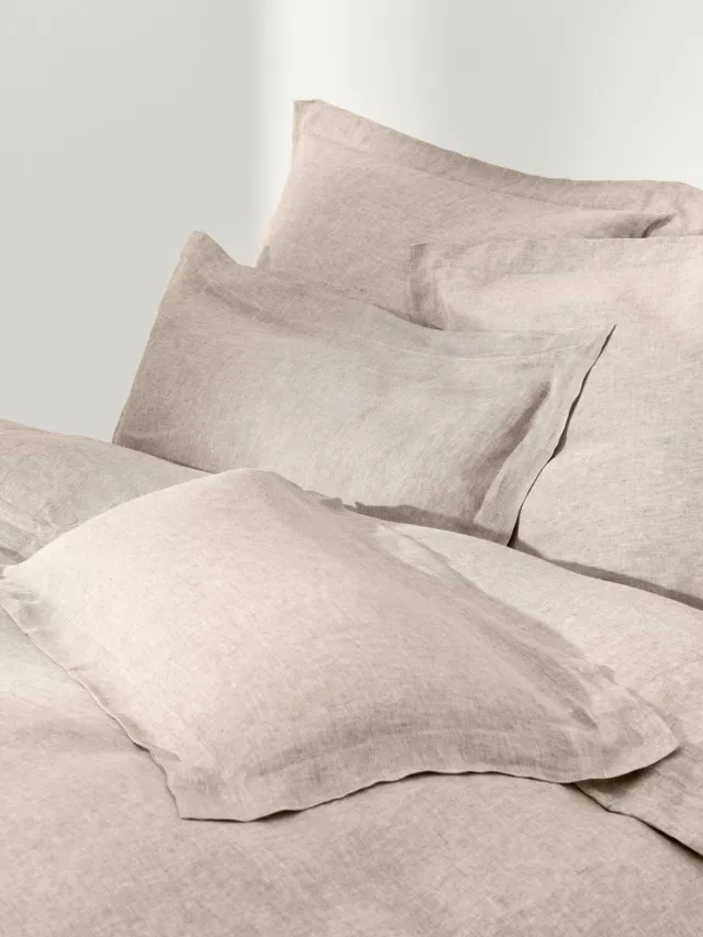 Westwing Collection Linnen dekbedovertrek Linna met Oxford rand Beige