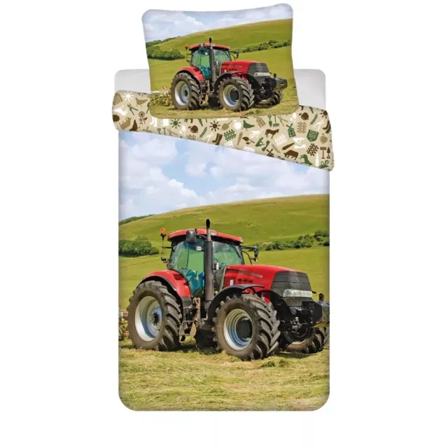 Sweet Home Dekbedovertrek, Tractor - Eenpersoons - 140 x 200 cm / 70 x 90 cm - Katoen Red