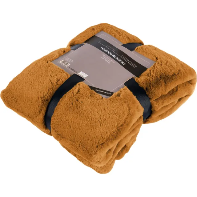 Lalee Heaven fake bont Plaid fluffy fleece deken amber hermes kleur goud terra 150x200