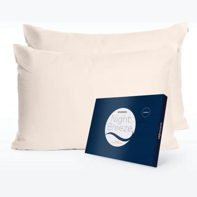Slowwave NightBreeze kussensloop - Duopack (set van 2) - 100% TENCEL™ lyocell - Zacht en comfortabel - Beschermt de huid - Vochtregulerend - Hypoallergeen en antibacterieel - Kleur: Tres Naturale - Formaat: 60 x 70cm Tres Naturale (duo pack)