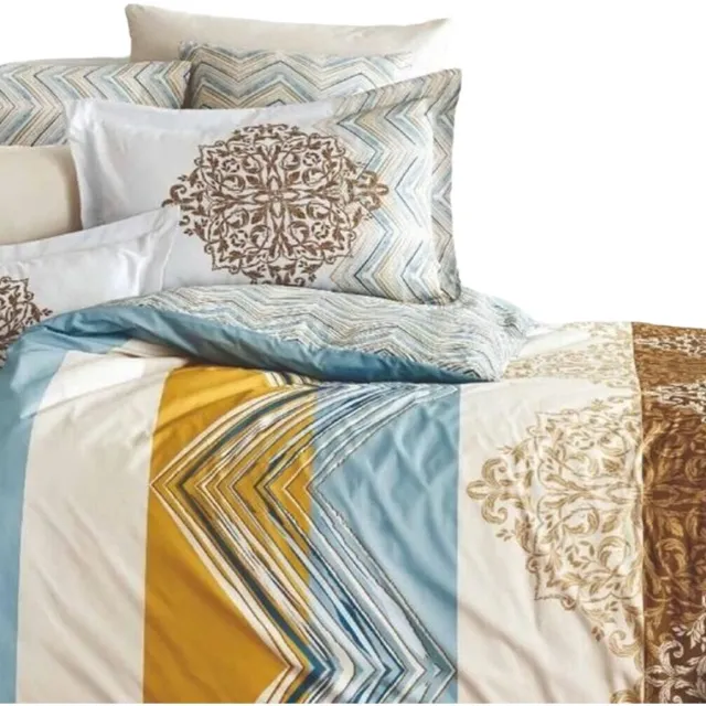 bigbuy Home Dekbedovertrek set Wit Bed van 200 3 Onderdelen Multicolor