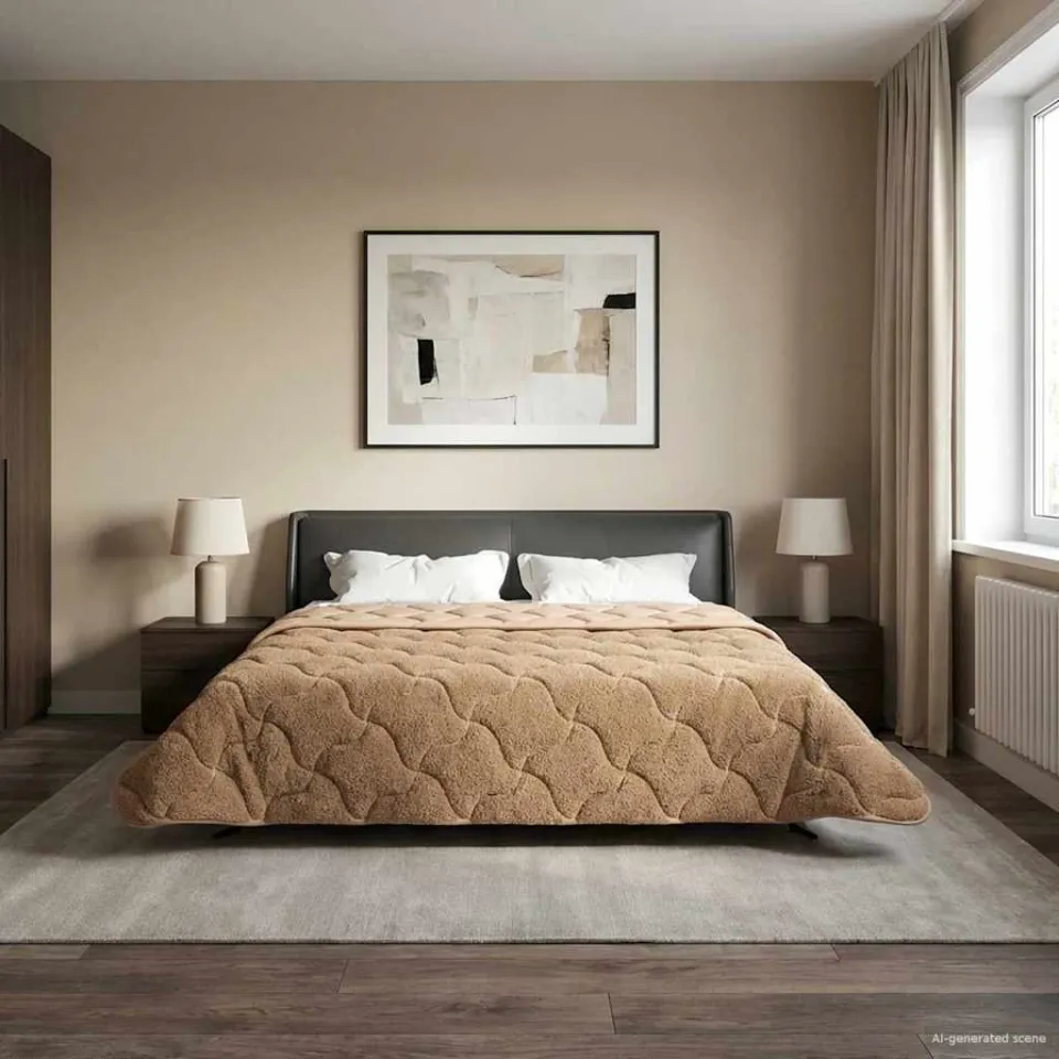 vidaXL Zomer Dekbed 200 x 240 cm Zomer Taupe Ademend, foto 4