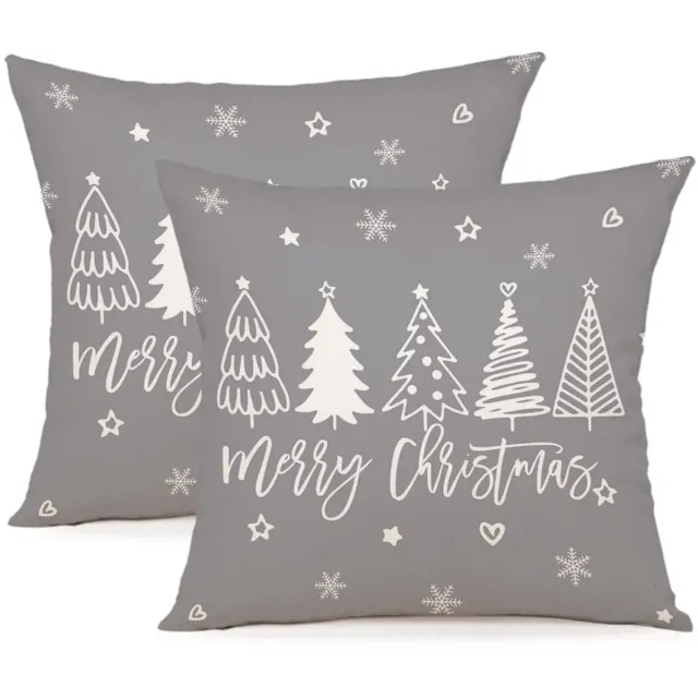 Unyqoos Set van 2 linnen kussenslopen voor sfeervolle kerstdecoratie in huis grijs