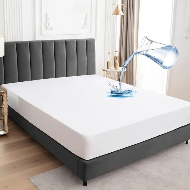 Famanu Waterdichte matrashoes 160x200 cm, ademend hoeslakenmodel met elastische rand, wit