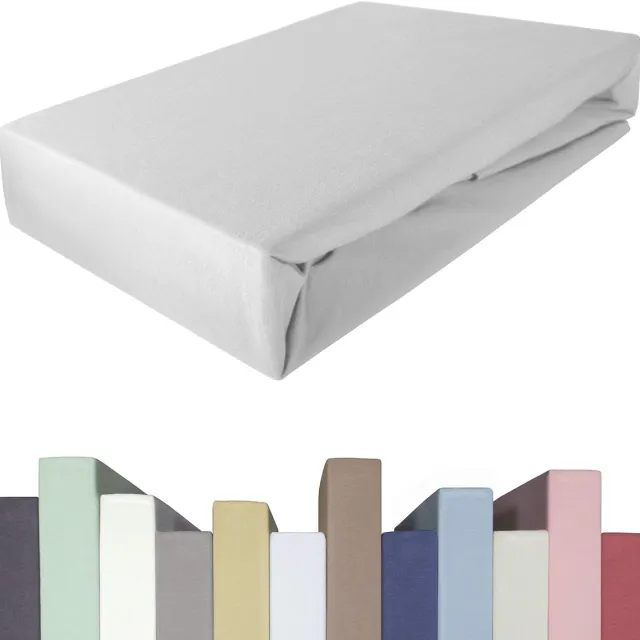 Ibenzoa Premium Hoeslaken van Katoen met Elastaan, OekoTex gecertificeerd, 200-240 cm wit