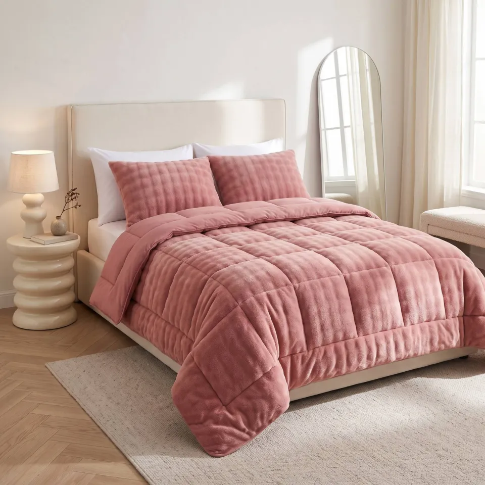W wasbaar dekbed PomPom - Roze, foto 5