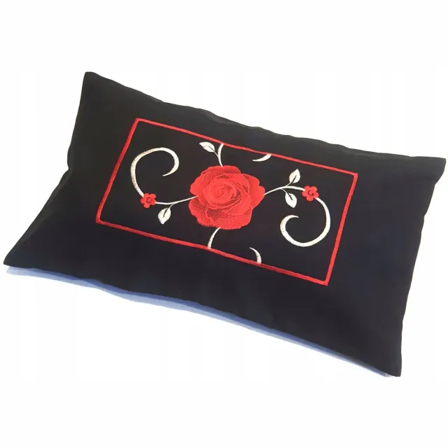 Jedeka Decoratieve Kussensloop Jedeka 50x30cm Zwart met Rode Roos Flamenco