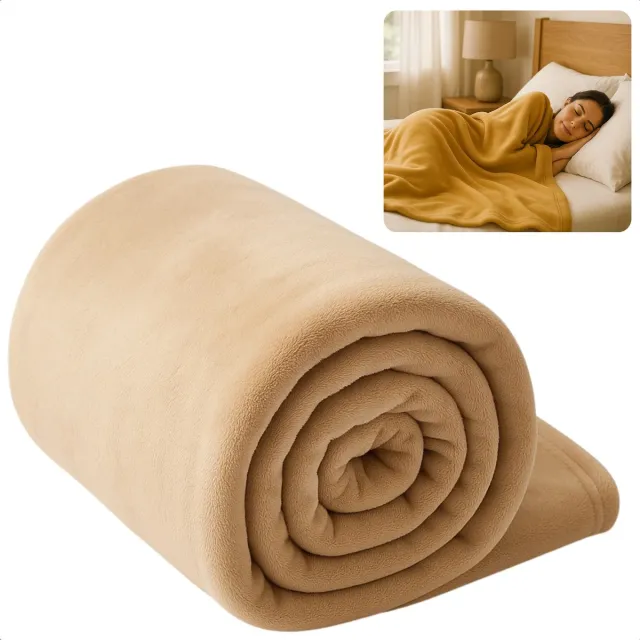 Cheqo Fleece Deken - Fleece Plaid - 150 X 200 CM - Super Zacht - Polyester Fleece - Wasmachine Wasbaar - Beige Kleur - Tijdloze Elegantie - Duurzaam Materiaal - Bank of Bed - Woondecoratie - Comfortabel en Warm - Eenvoudig Te Reinigen