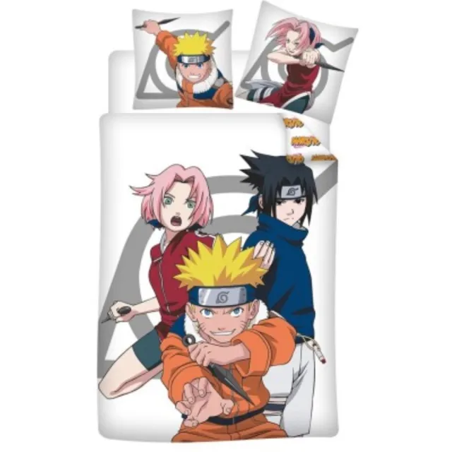 KGS Promolinge Naruto Beddengoedset – Sasuke & Sakura – Omkeerbaar dekbedovertrek + kussensloop Wit