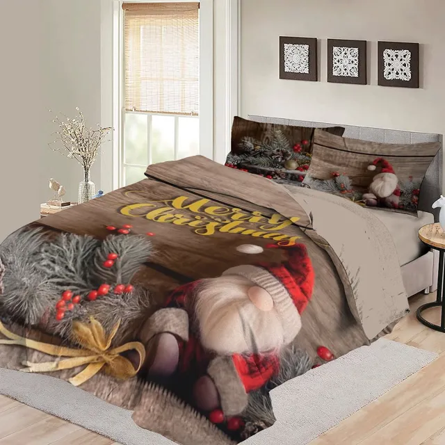 BED GLOW & APPAREL Merry Christmas Dekbedovertrek 200x200 – Kerst Gnome Print – 2 Kussenslopen 60x70 – Feestelijk & Sfeervol Meerkleurig