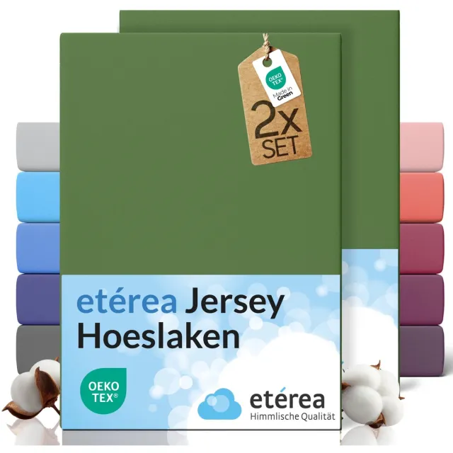 etérea Himmlische Qualität etérea Jersey hoeslaken 2-pack 180x200-200x200 cm (hoek 25 cm) 100% katoen - Kaktusgroen Cactus