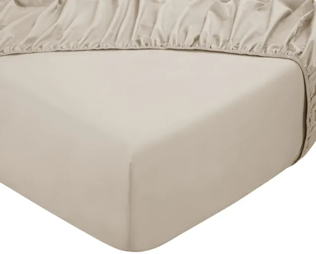 DoubleDry Hoeslaken 180x200 cm - 100% Natuurlijk Katoen - Zacht & Ademend - Rondom Elastiek - OEKO-TEX & BSCI - Licht Beige