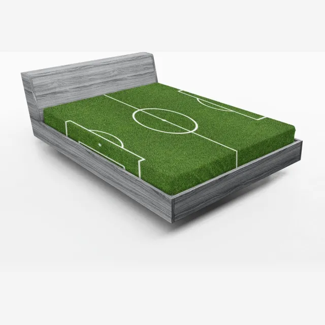 New Bed Hoeslaken met Elastiek Rondom Voetbalveldpatroon Diepe Hoek Bedrukte Bedekking - 160cm x 200cm Groente