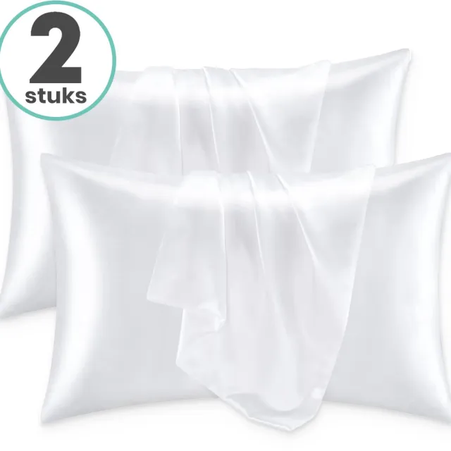 Loti Living Satijnen Kussenslopen - 2 Stuks - Wit - Zijdezacht & Anti-Pluis - Kussensloop - Voor Glanzend Haar & Stralende Huid - 60x70 cm
