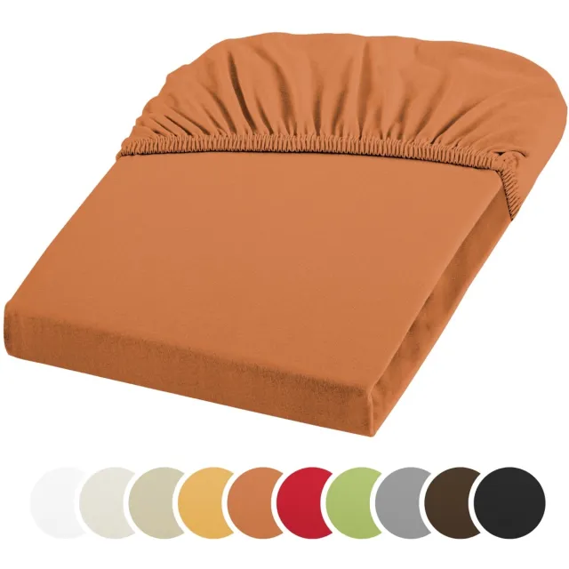 Sleepling jersey stretch hoeslaken 180 x 200 - 200 x 220 cm | ondoorschijnend hoeslaken | katoen met 3% elastaan | voor matrassen tot 25 cm hoog | rondom elastiek | Ökotex | wasbaar tot 60 graden | oranje