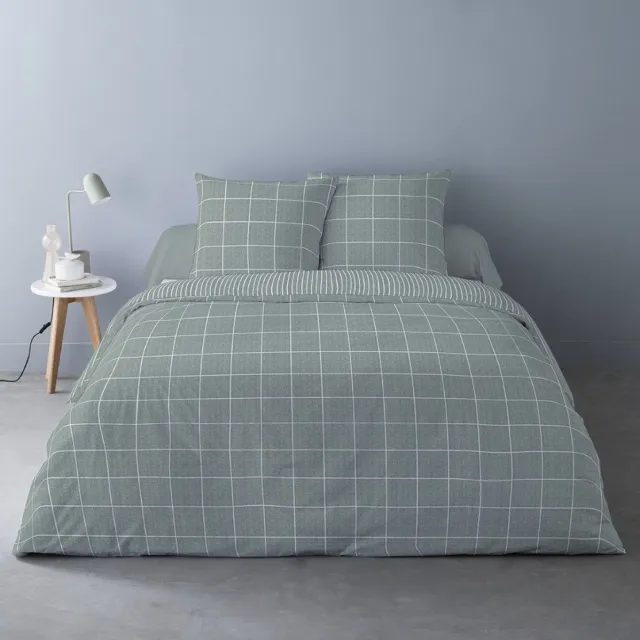 Better Nights Luxe Katoen Flanel dekbedovertrek Noche Jadeite groen