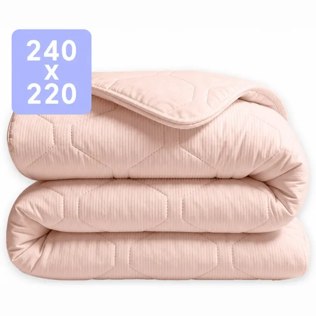 Happybed Dekbed zonder overtrek 240x220 - Wasbaar Dekbed - Bedrukt dekbed zonder hoes - Hoesloos Dekbed - Lits Jumeaux - Soft Peach