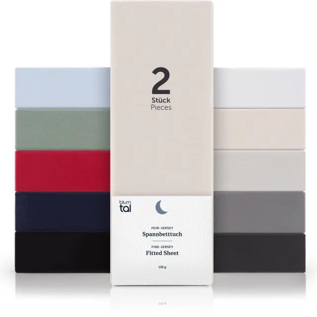 Blumtal Hoeslaken - Fitted Sheet - Jersey - Katoen - 90 x 200 x 30 cm - Ivoor - Set van 2