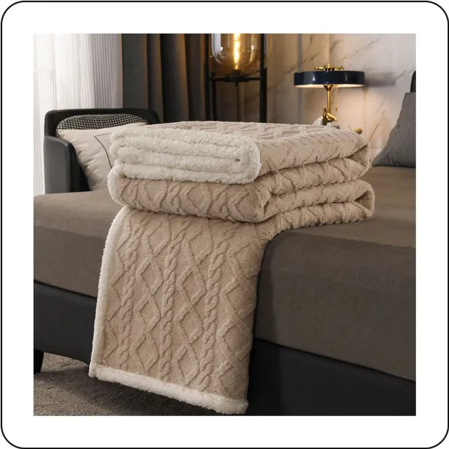 whiqutey Luxe-Dekentje-Pluche-Deken-Zacht-Versterkt-Deken-Latte-150-200CM bruin