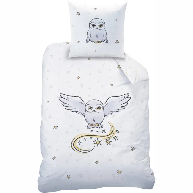 Harry Potter Dekbedovertrek Owl - Eenpersoons - 140 x 200 cm - Katoen Wit
