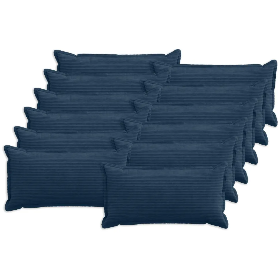 vidaXL Kussensloop 12 st HOUTEN Marineblauw 40 x 80 cm corduroy, foto 3