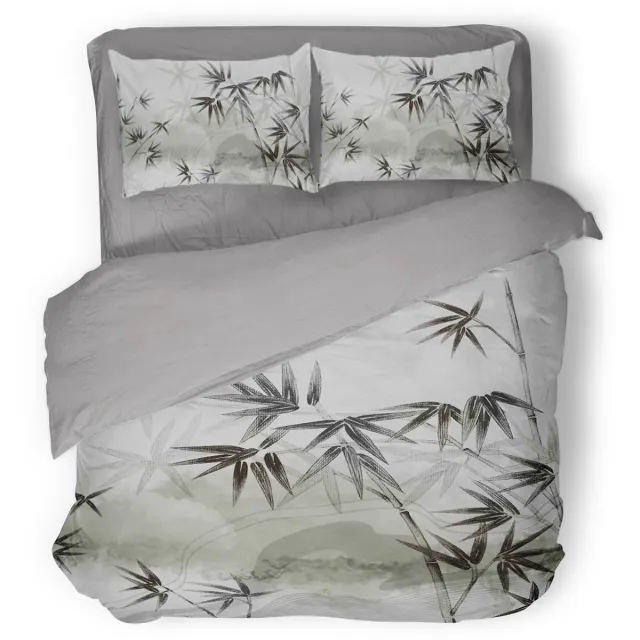 Eleganzzz Dekbedovertrek Silent Grove - Grey - Dekbedovertrek 200x200/220cm - Micropercal -Tweepersoons - Dekbedovertrekken - Botanisch Dekbedovertrek