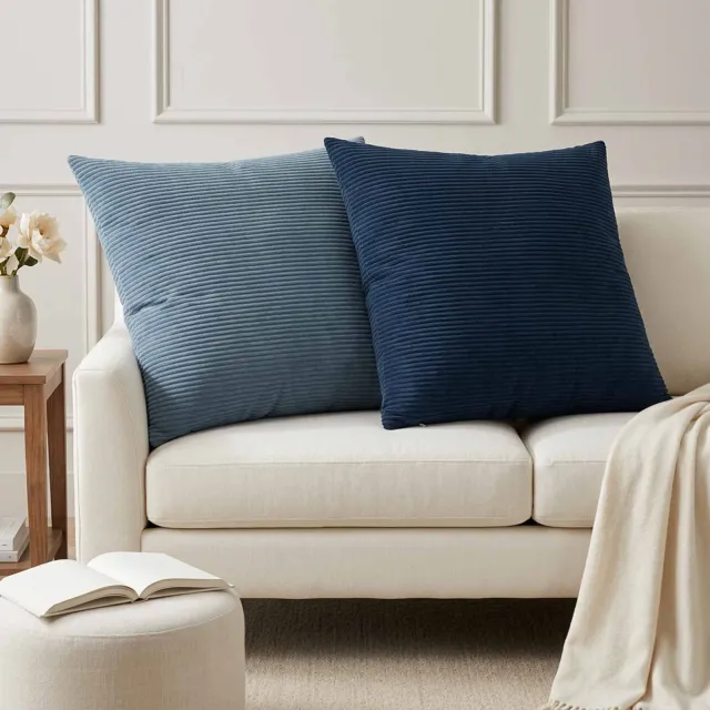 vidaXL Kussensloop 6 st HEERLEN Marineblauw 80 x 80 cm corduroy