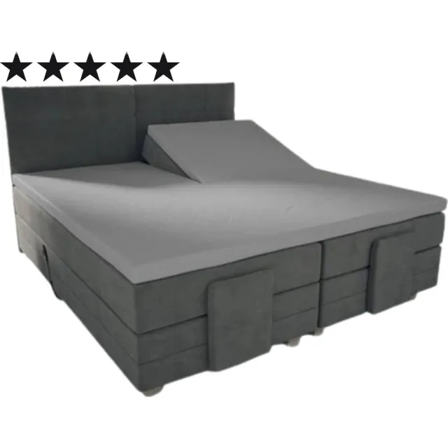Droomtextiel Splitopper Hoeslaken Grijs - 180x200 cm - Katoen - Single Split - Hoogwaardige Kwaliteit