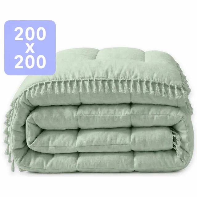 Happybed Dekbed zonder overtrek 200x200 - Wasbaar Dekbed - Bedrukt dekbed zonder hoes - Hoesloos Dekbed - Tweepersoonsdekbed - Light Green