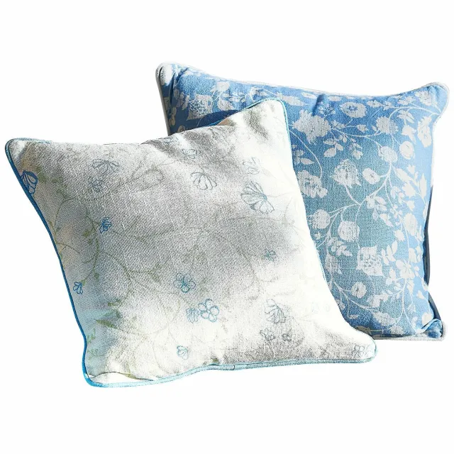 Loberon Kussenhoes set van 2 Corvelique blauw/crème