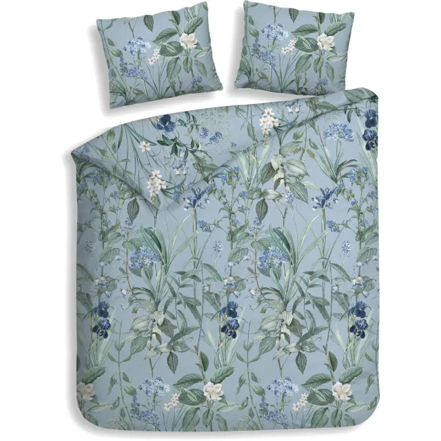 Heckettlane Dekbedovertrek Martina - Bedlinnen met Takken print - 260x200-220 cm - Blauw - Dekbedovertrek van 100% Katoen-Flanel Blue