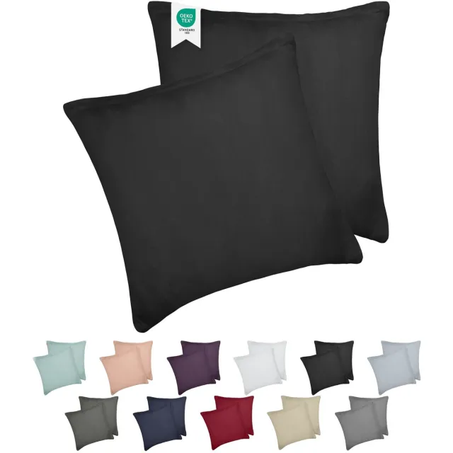 BARBONS kussensloop 40x40 set van 2 - Jersey 165 g/m² kussenhoes - 100% Katoen - zwart