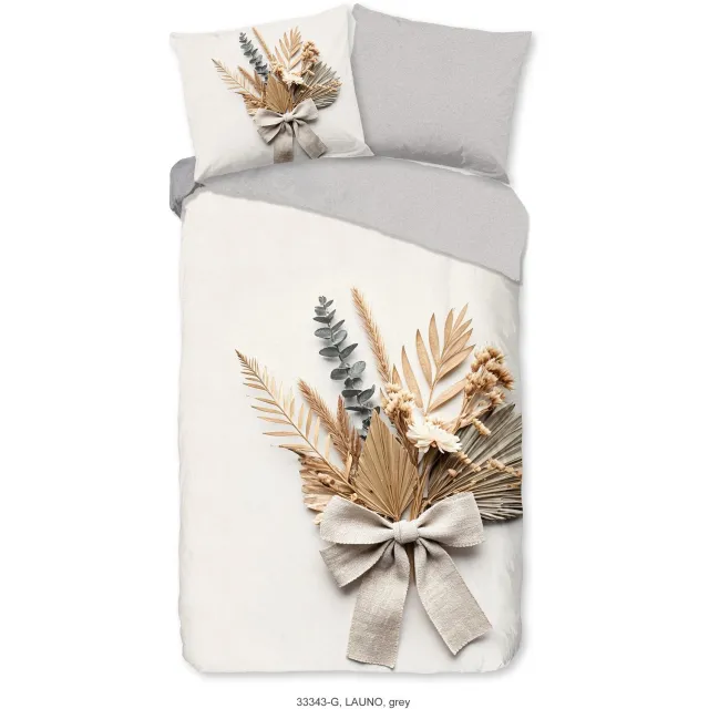Good Morning dekbedovertrek bloemen - Grijs - 100% Katoen renforce Grey